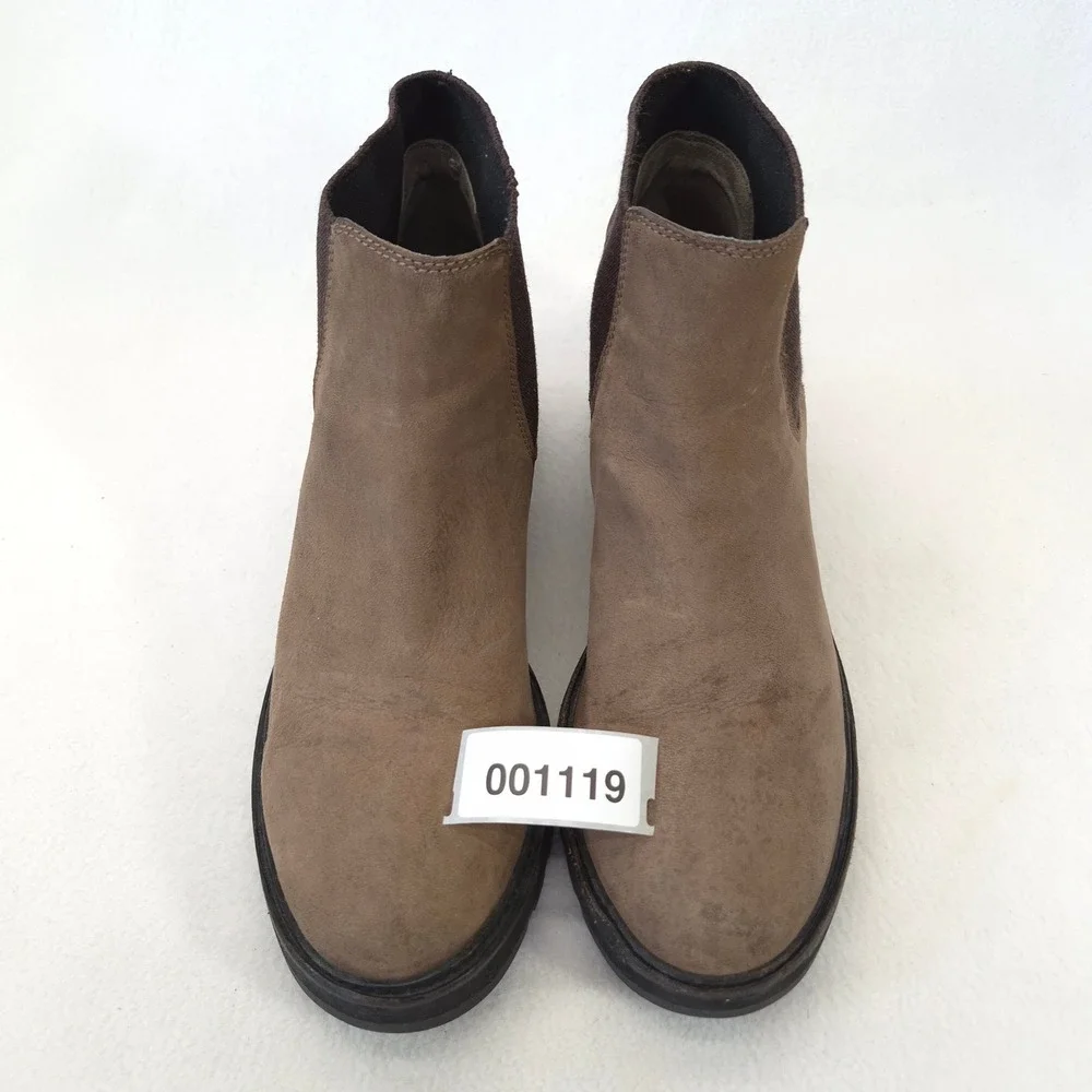 Eileen Fisher Brown Leather Platform Wedge Ankle Boots Nubuck Size 10